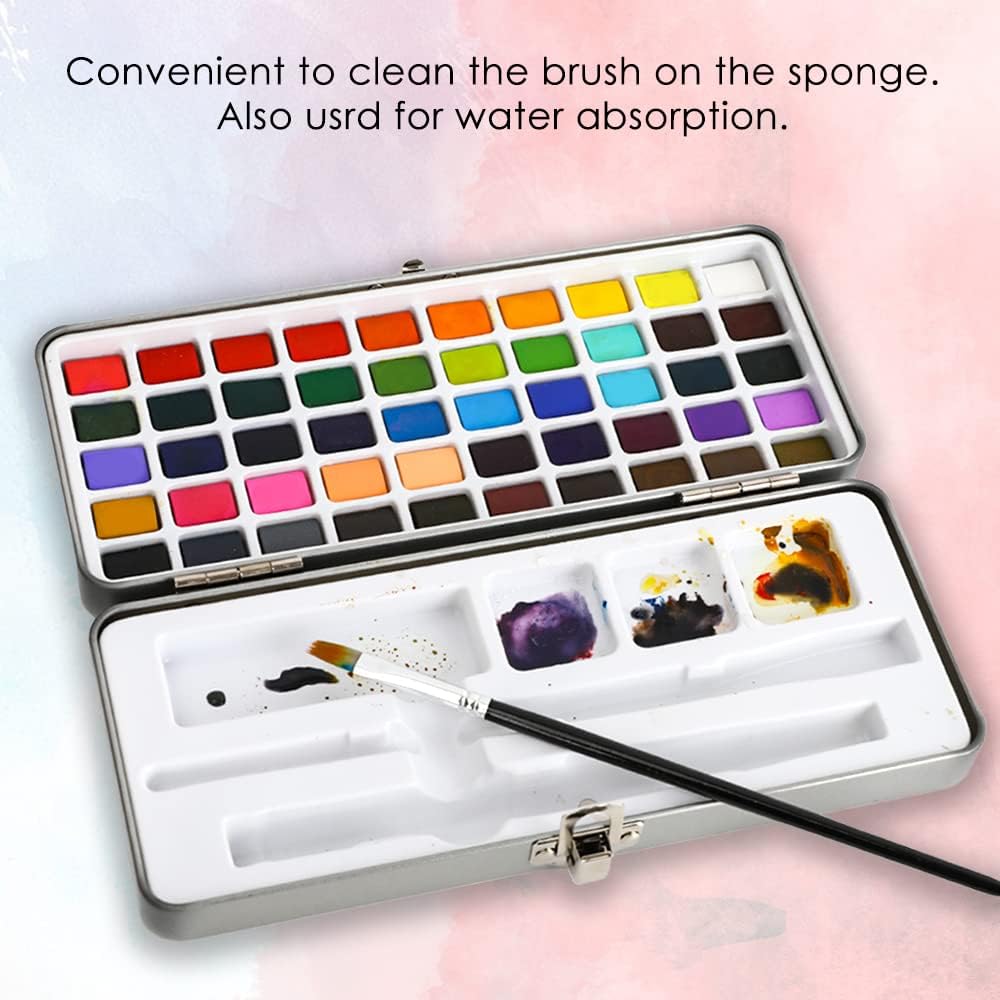 Grabie 50 Color Watercolor Paint Set with Detail Paint Brushes | High Pigment Paints. Blendable Colors. Portable Travel Case. Painting. Sketching. Illustration. Beginner And Hobby Artists - Image 6