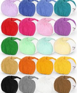 Katech 20 Skeins Cotton Yarn for Crocheting-Crochet Yarn Set-(Color A) | 55% Cotton 45% Acrylic#3 DK (Light)-Super Soft Milk Cotton Yarn-Great Crochet and Knitting Starter Kit for Colorful Craft